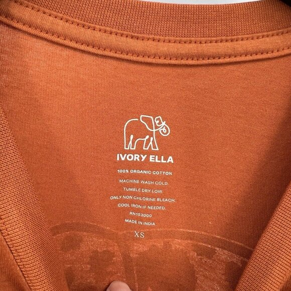 Ivory Ella Long Sleeve T-Shirt Orange XS 100% Cotton Graphic Elephant Top - Picture 4 of 4